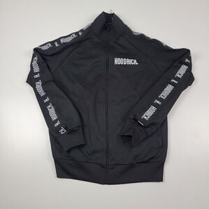 Hood Rich Track‎ Jacket Spell Out Black Full Zip Small